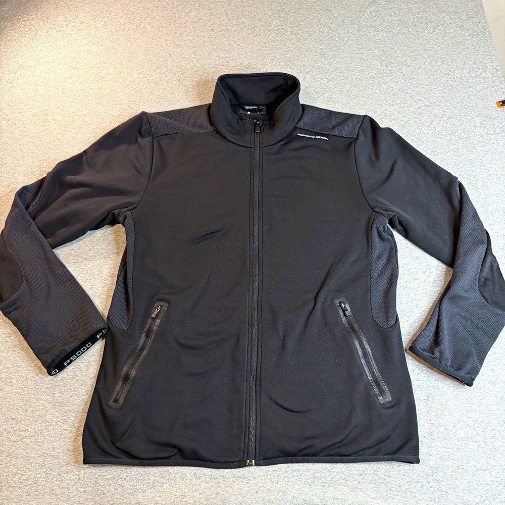 Porsche Design Sport Men's L Black/Gray Fleece Full-Zip Track Jacket Pockets